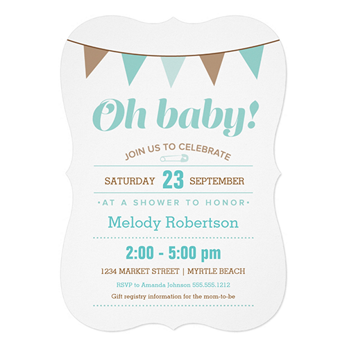 Blue Bunting Baby Shower Choose shape & paper