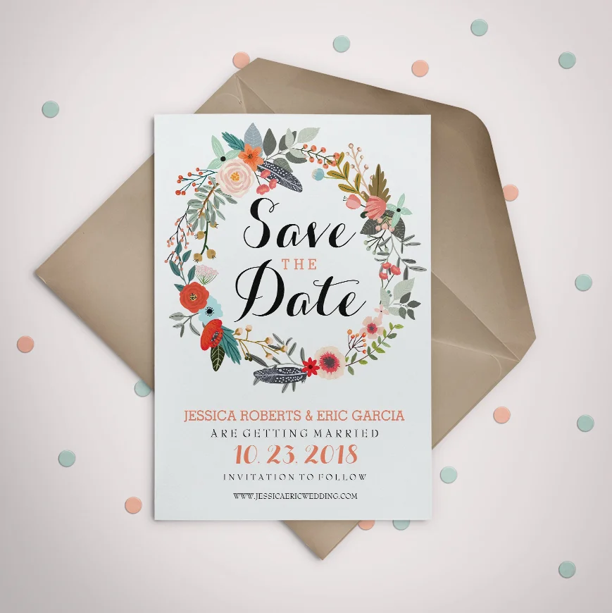 Botanical Wreath Save the Date