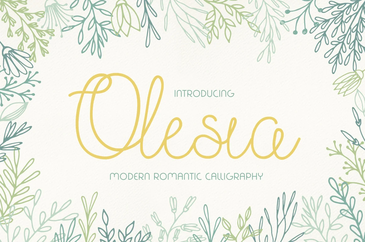 Olesia - Free font & bonus florals