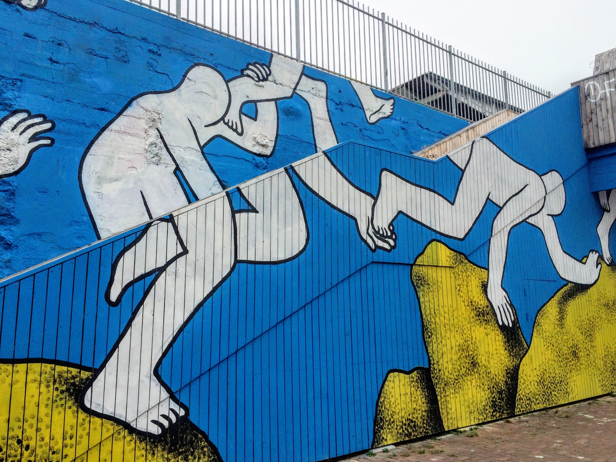 Artwork on the side of the Luchtsingel pedestrian bridge in Rotterdam. 