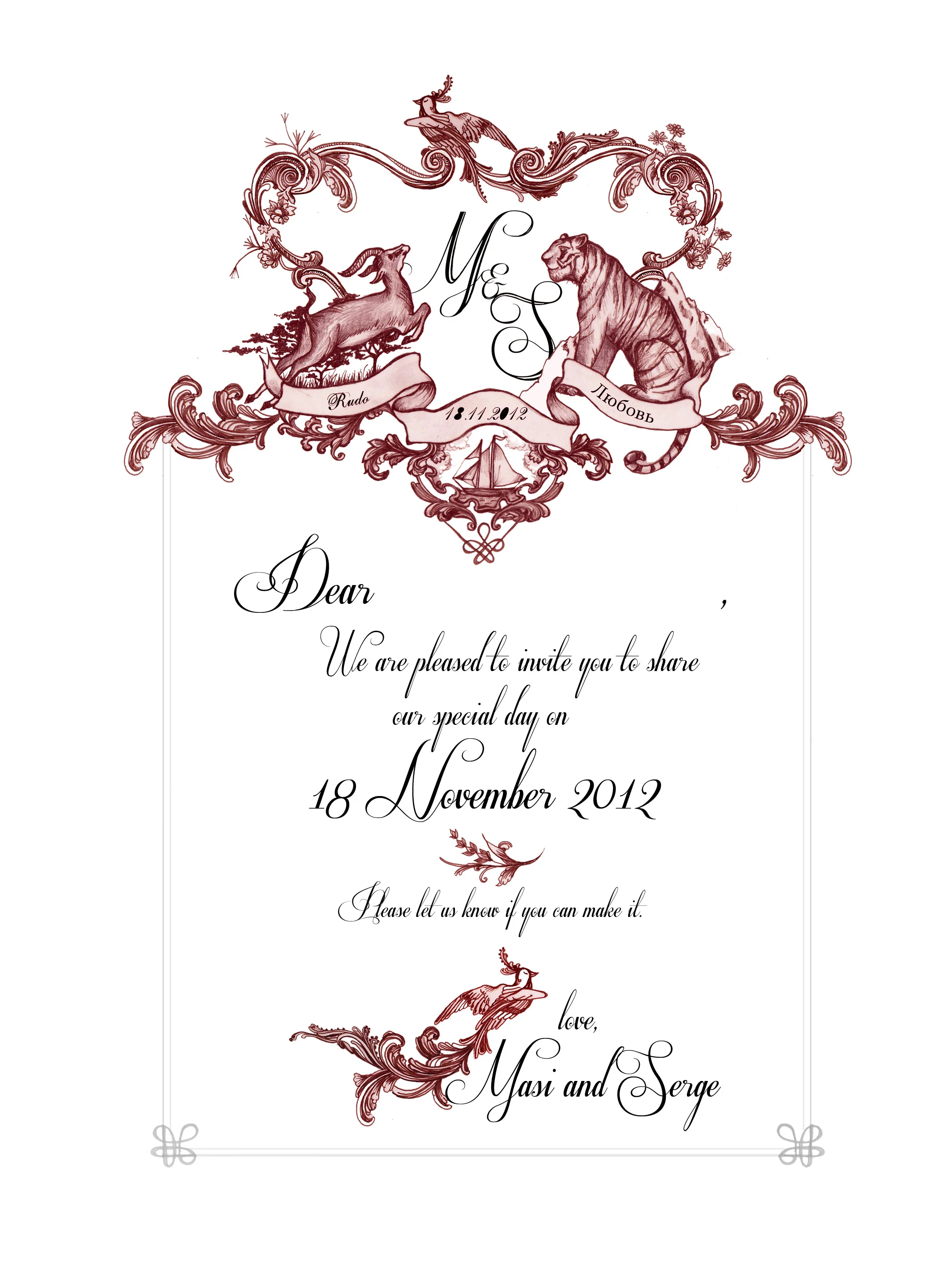 Final Wedding Crest Design Pen and Photoshop (Click Here to see the behind the scenes!)