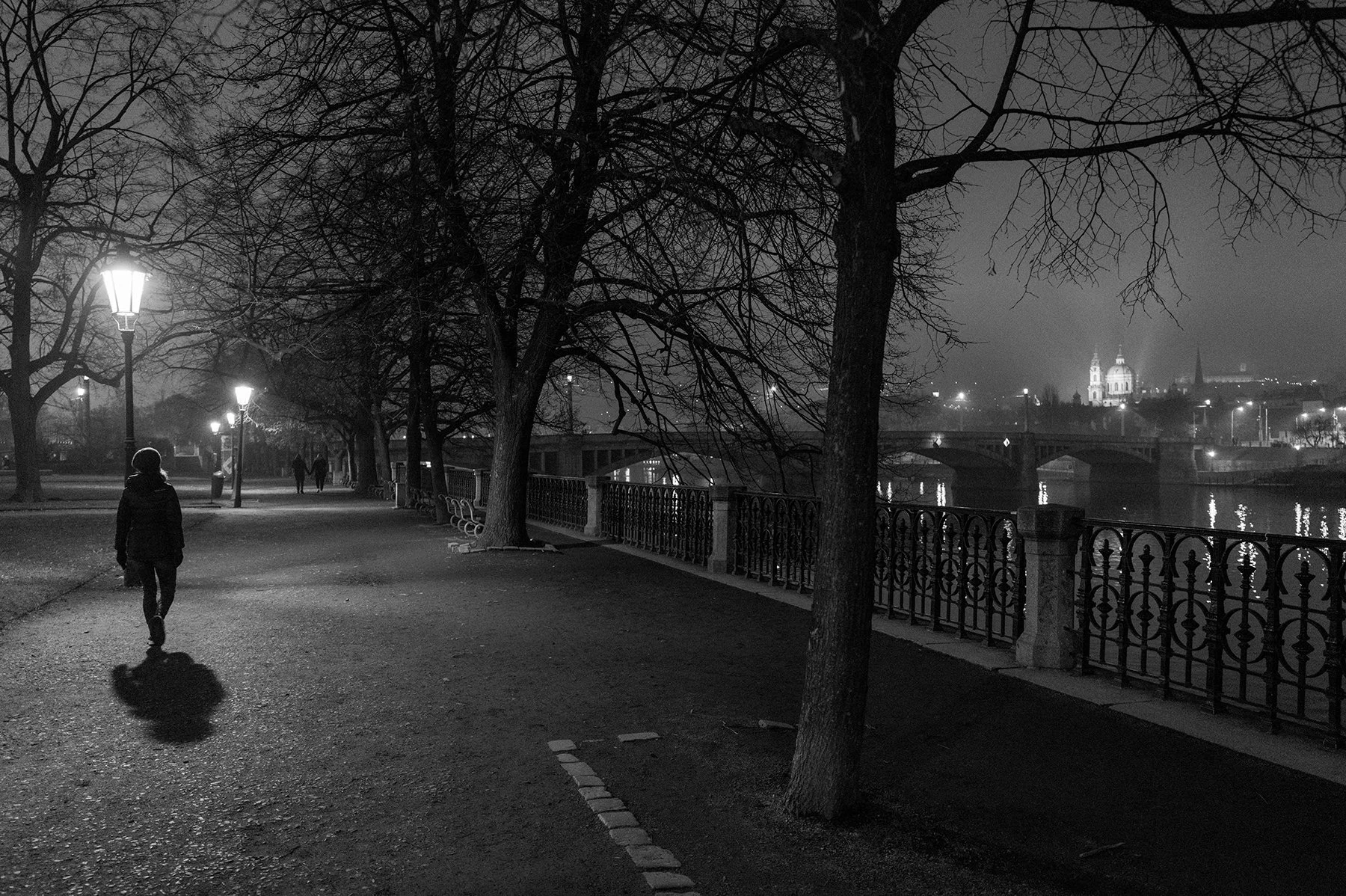 Woman in Streetlight, Prague