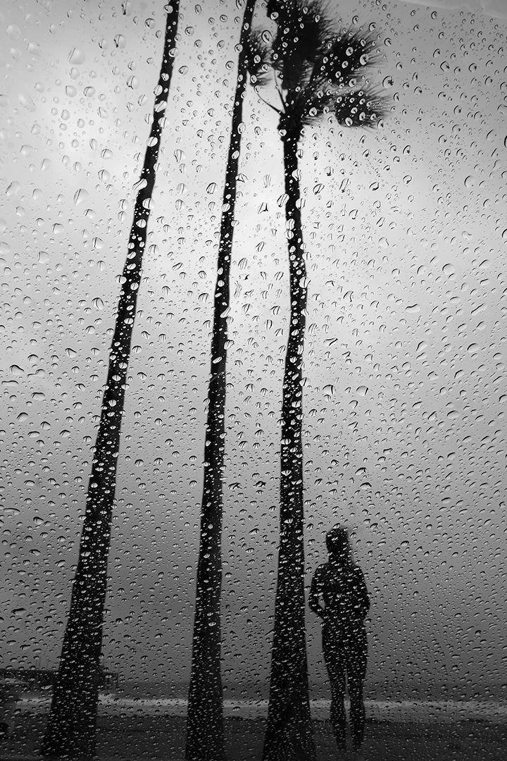 Woman on Seawall, Winter Storm, Newport Beach, California