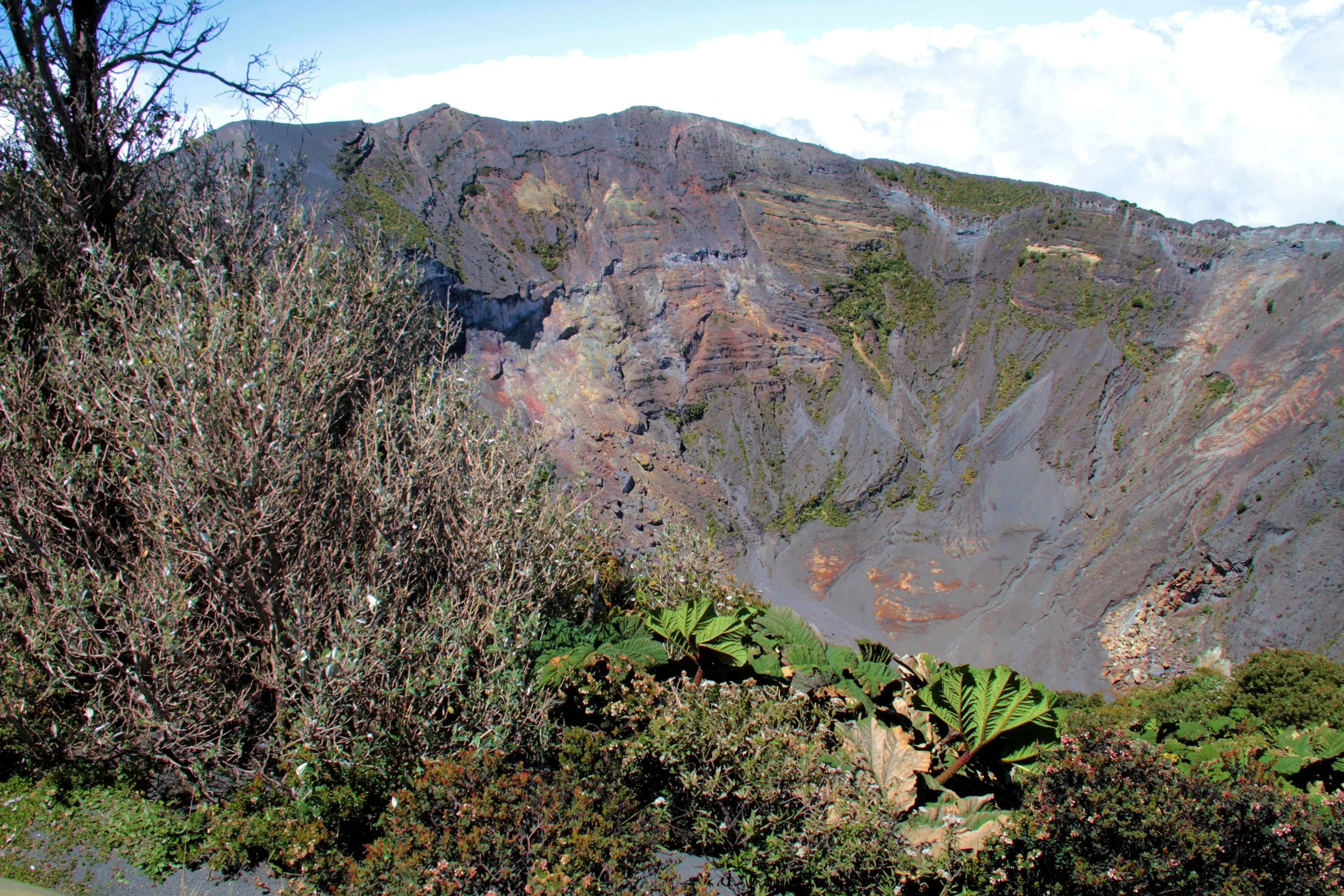  Looking down into the caldera. &nbsp;It is currently dry. &nbsp;Normally a lagoon exists here. 