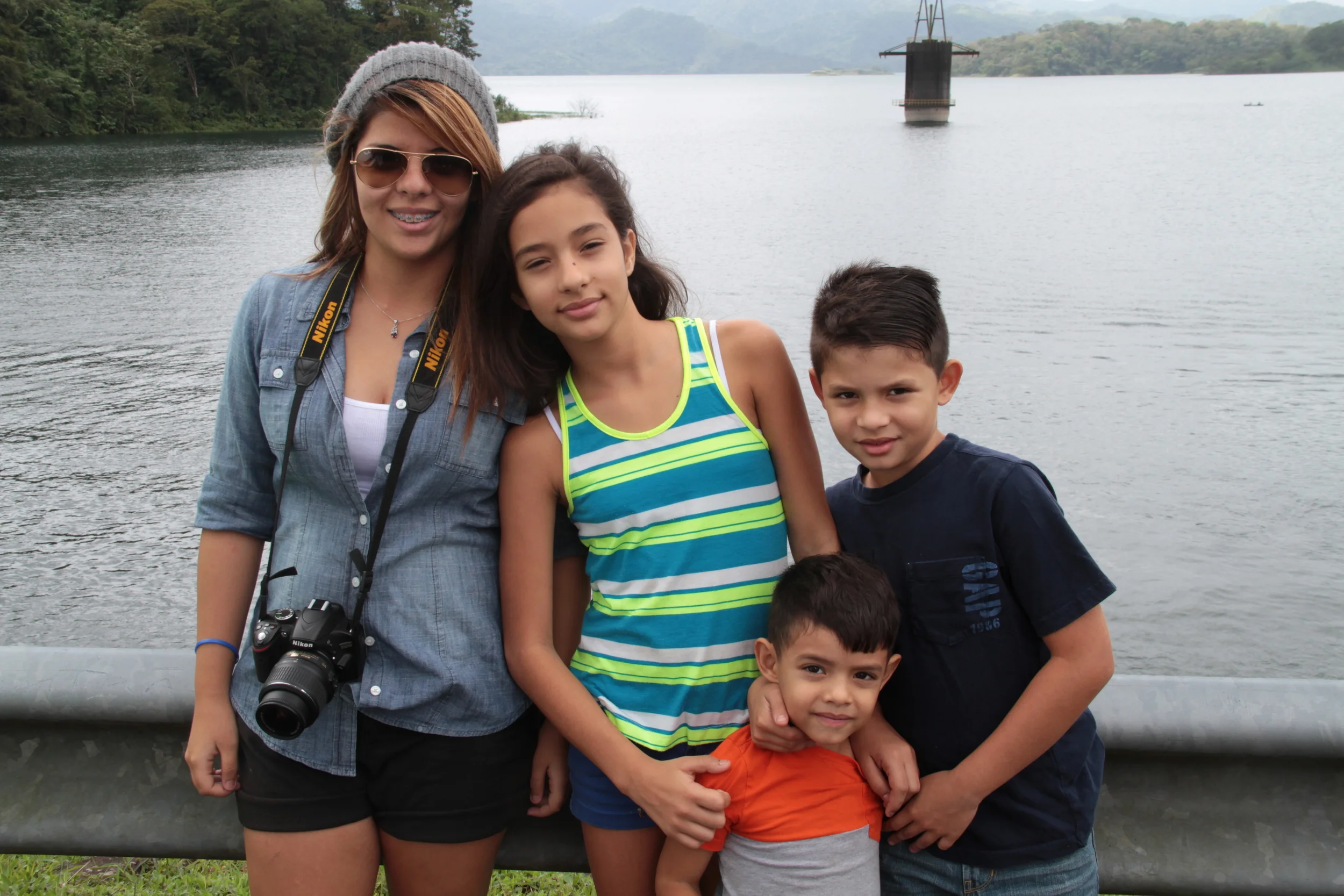  My younger cousins: &nbsp;Pame, Fiorella, Matias and Julian. &nbsp;We stopped by the lagoon near the volcano named "Arenal". &nbsp;The lagoon is HUGE! &nbsp; Lake Arenal is an artificial lake in Costa Rica, located in the northern highlands of the c
