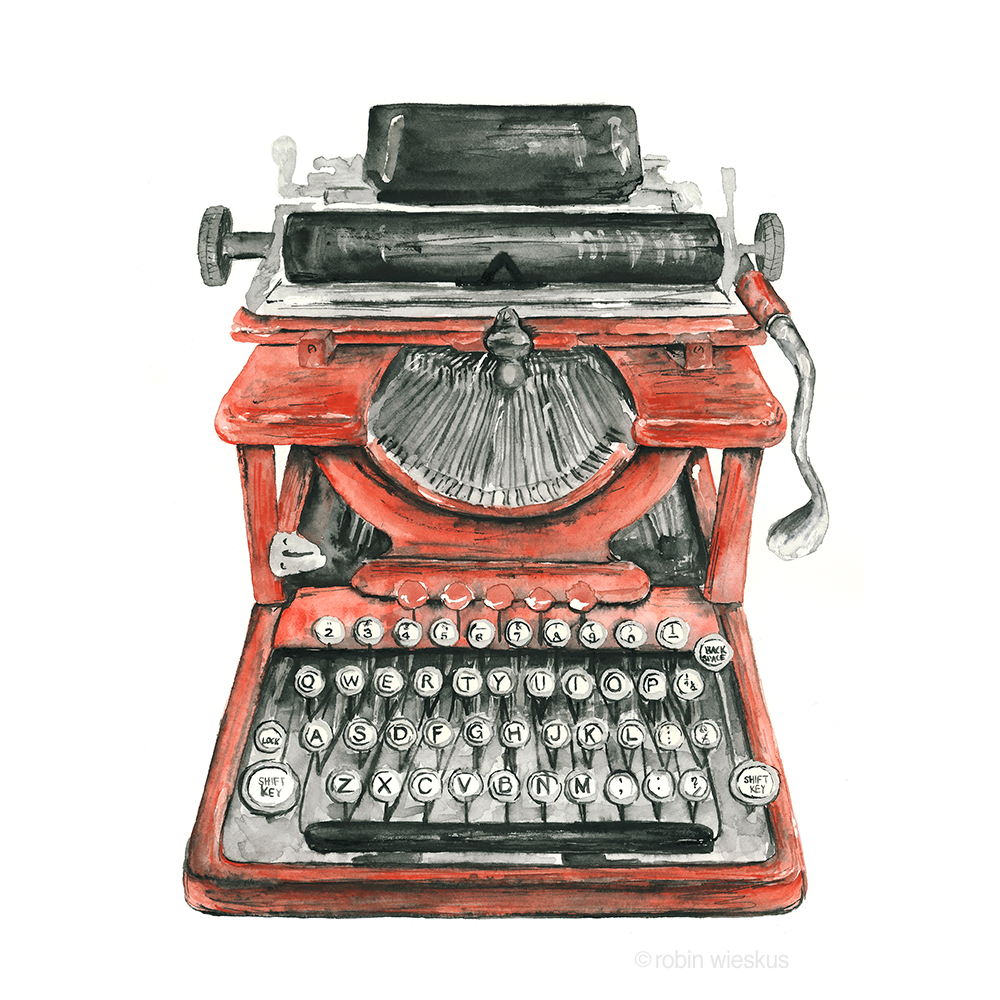 east ashley studio - vintage typewriter illustration