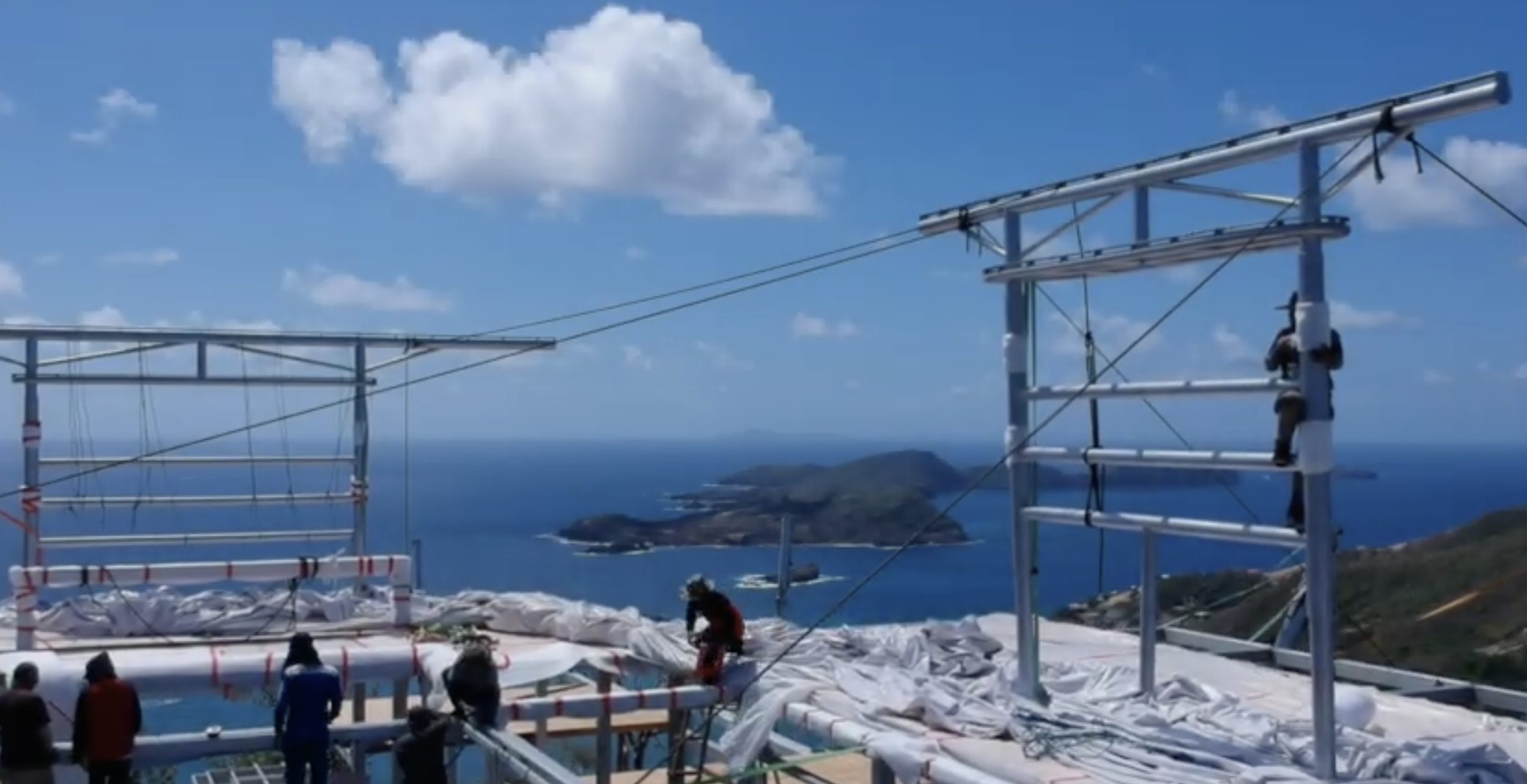 The Sail House High Tensile Fabric Roof Erection