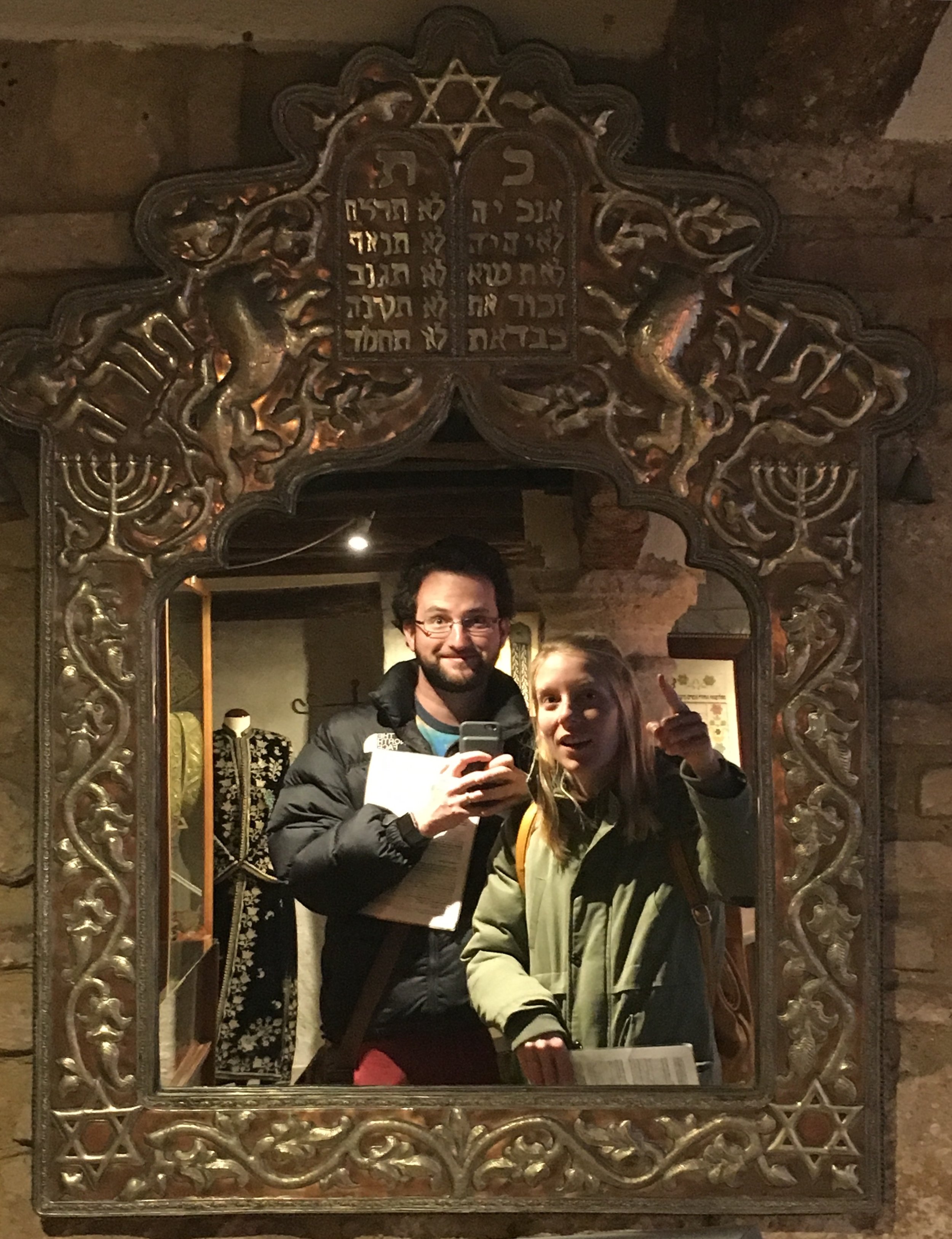 Ariel and me framed by an epic Sefardic mirror