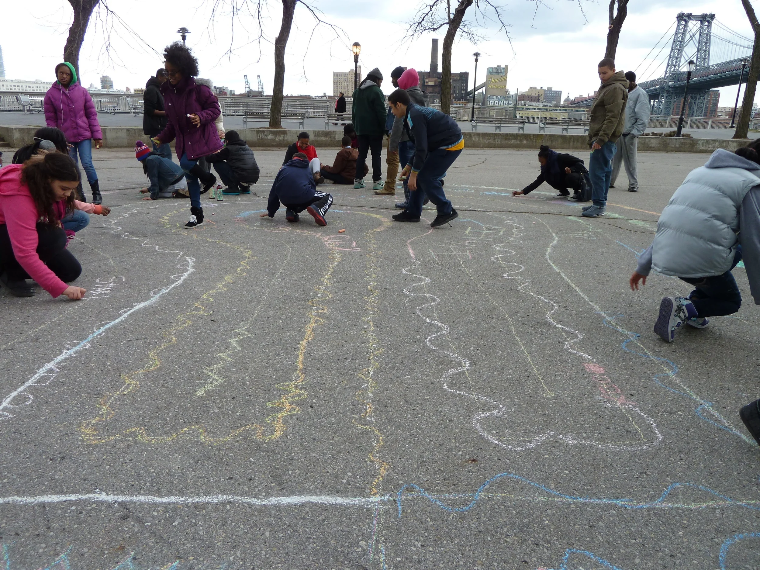children learning about and making labyrinths.