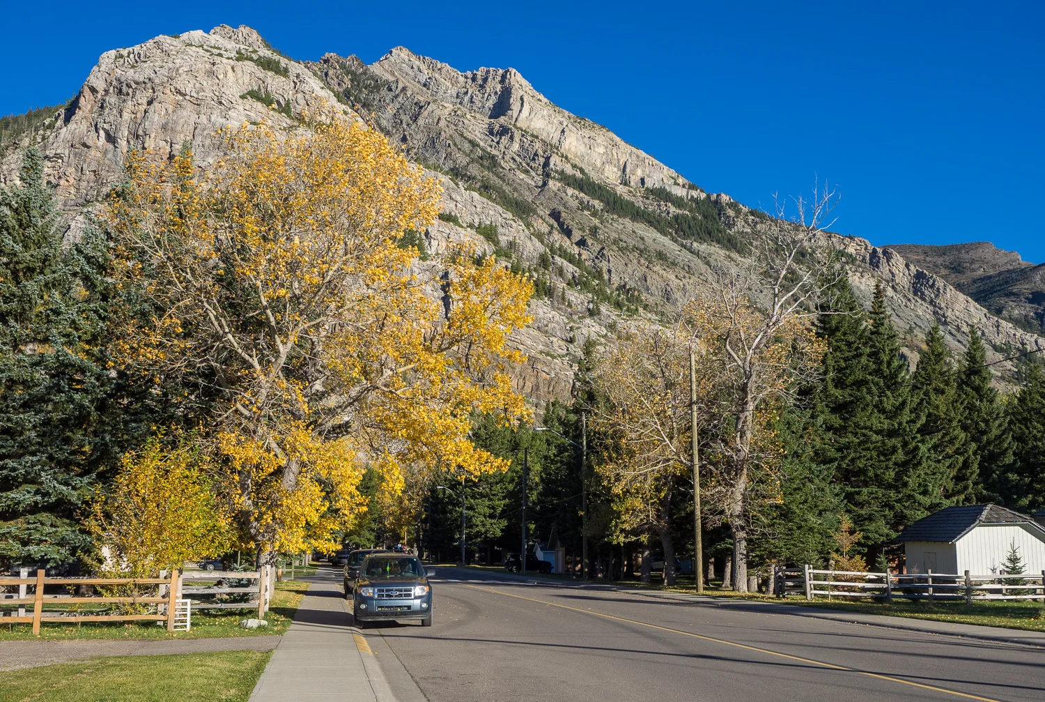 Looking west on Mt View Rd in Waterton village (September 2015)