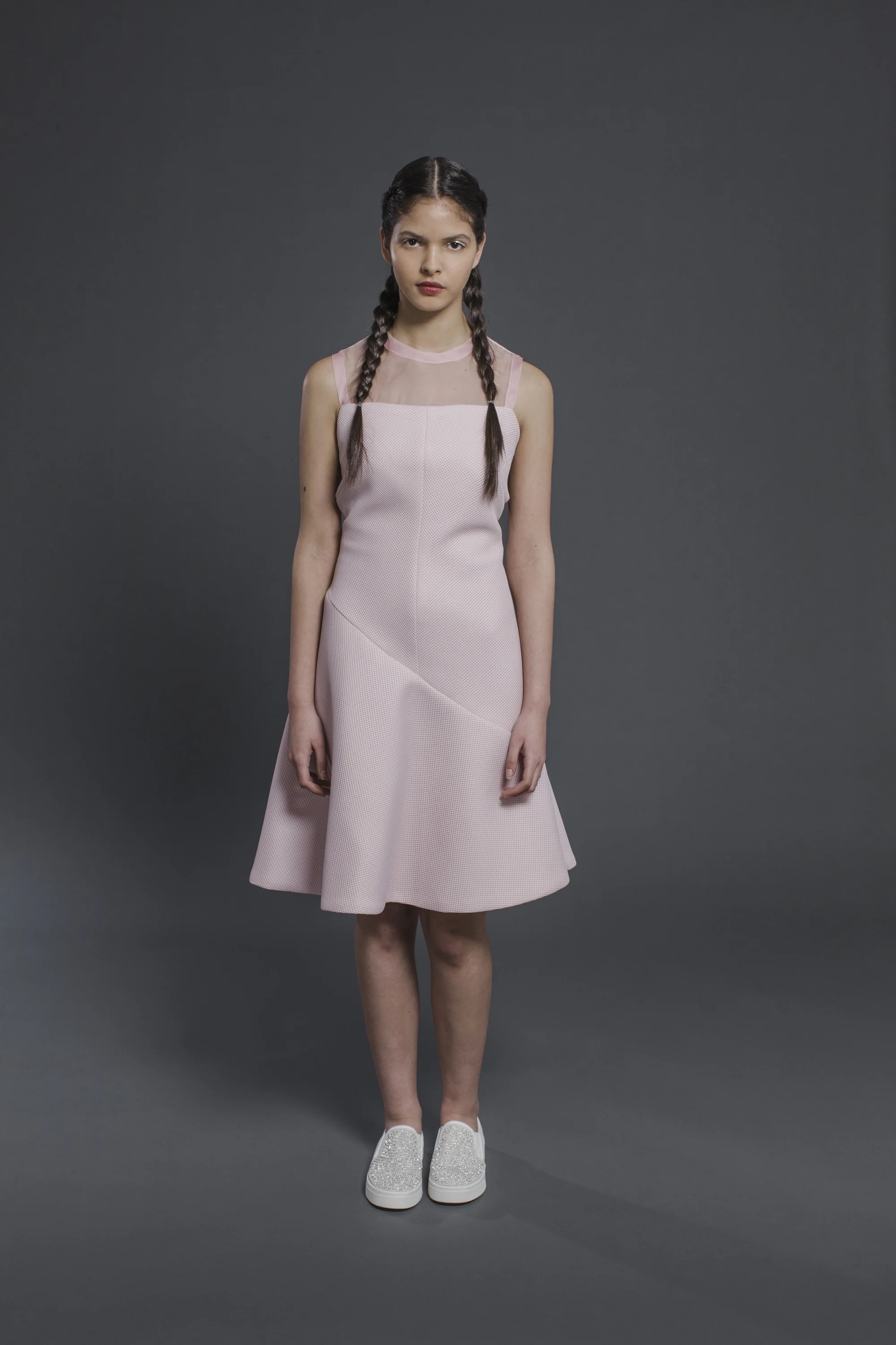 Ruedi Maguire Spring Summer 2016 pale pink airtex racer dress