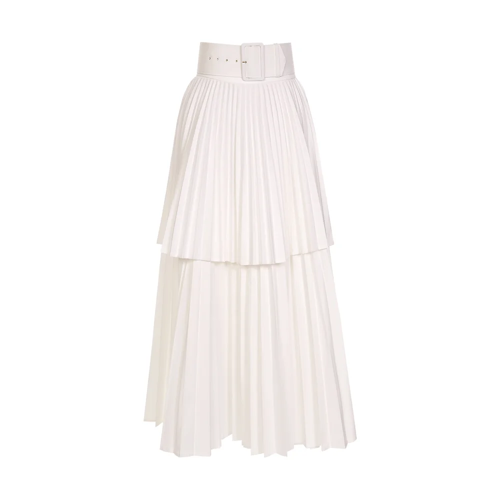 Cotton Pleated Midi Skirt R U E D I