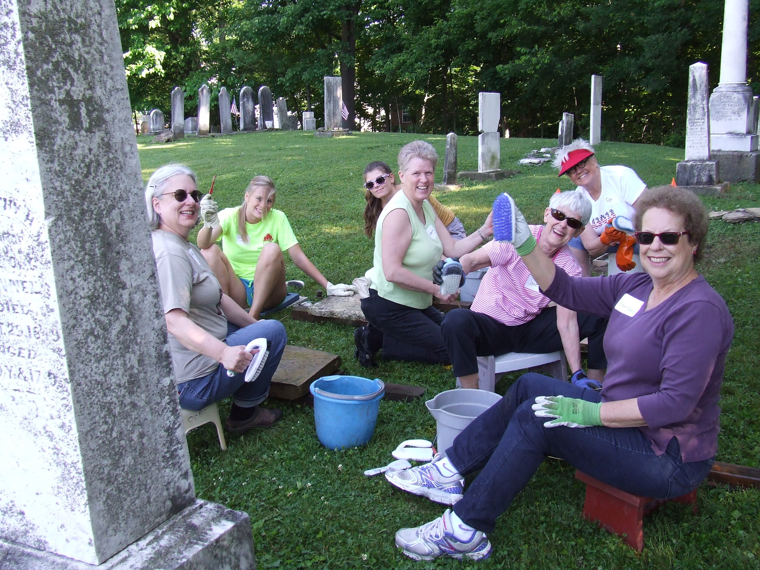 Help out at the OCBG and learn how to clean a historic headstone!