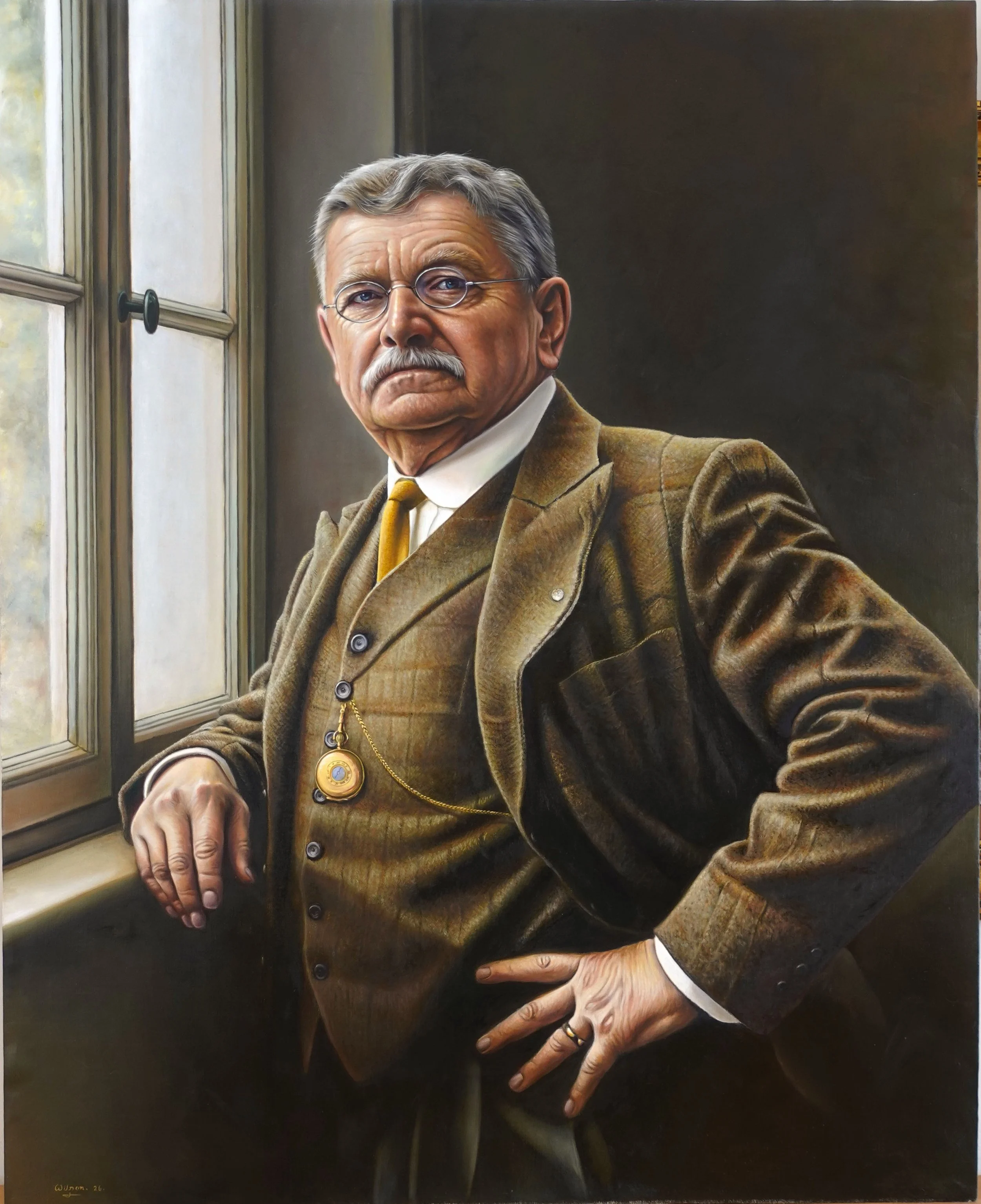   PORTRAIT OF JOHN WILSON  Oil on linen, 39.4 × 31.5 inches  Private collection. 
