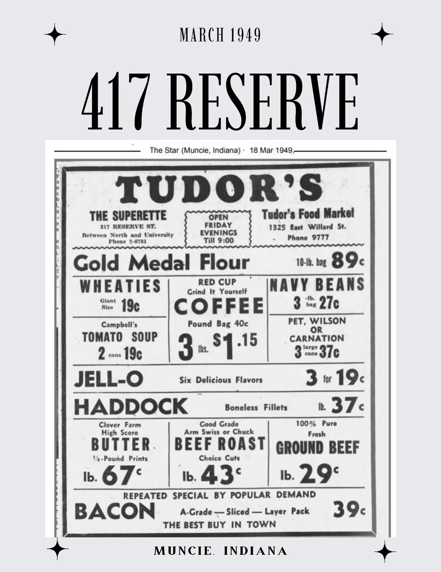 Did you know White Spot&rsquo;s location was once home to a grocery store? Check out this ad from Tudor&rsquo;s in 1949
