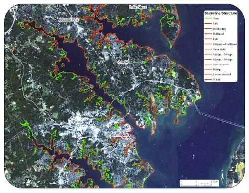 "Berman, M.R., Berquist, H., Killeen, S., Nunez, K., Rudnicky, T., Schatt, D.E., Weiss, D. and K. Reay, 2006. Anne Arundel County, Maryland - Shoreline Situation Report, Comprehensive Coastal Inventory Program, Virginia Institute of Marine