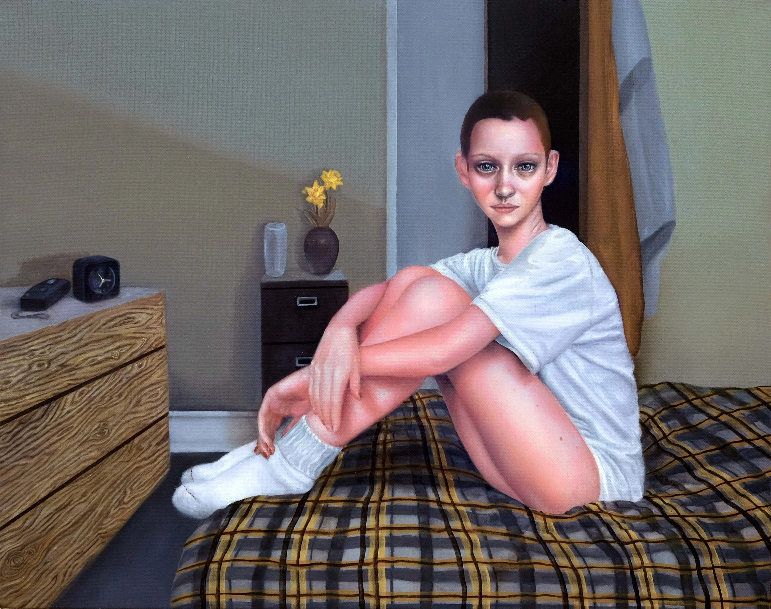 Avenue B (Marie), 2018, Oil on linen 16 × 20 × 1 1/2 in 40.6 × 50.8 × 3.8 cm