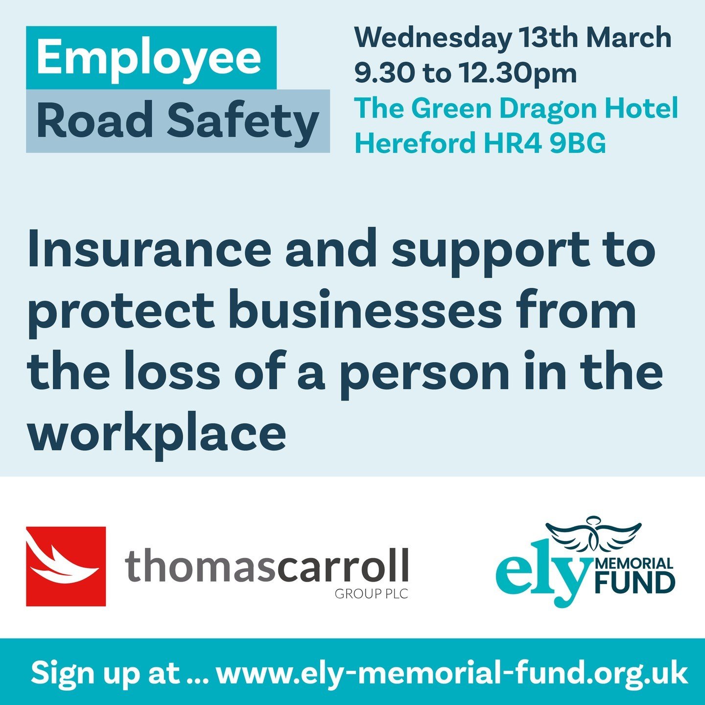Just one more day to go until our *FREE to attend* Employee Road Safety Event on 13th March at The Green Dragon Hotel, Hereford.

Looking to expand your knowledge?
Book by 6pm today to secure your space!
https://ow.ly/YzTM50QQFFA

#drivingsafely #Res
