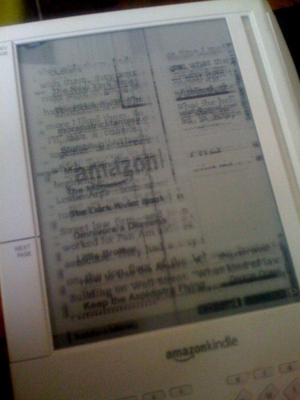 RIP, Kindle 1. Bought in April 2008. What started as a smudge in upper left corner got worse after Amazon tech support had me push the reset button. Be warned!