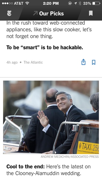 Curated links from around the web on NYT Now (swipe to the left).