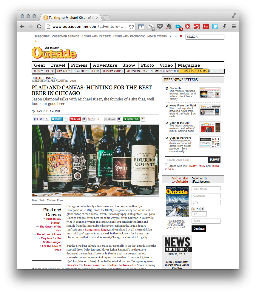 Good Beer Hunting featured in Outside Magazine