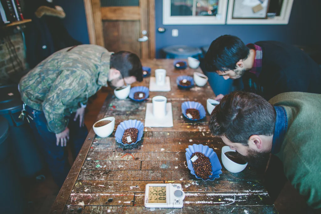  Tristan and Miro from Gaslight Coffee Roasters in Chicago join Andres Araya of 5 Rabbit Cerveceria for a cupping. Once they select a roast, they'll begin testing mixes for an upcoming coffee beer release named Yodo (Costa Rican for "coffee"). 