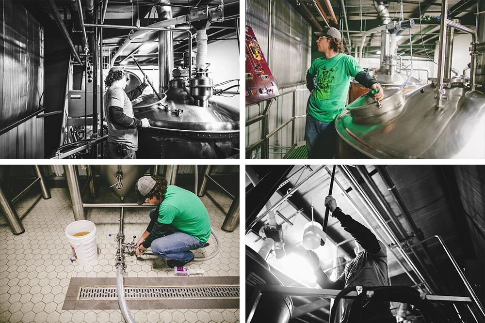 Starting the run-off. The lauter tun didn't have a rake motor for the first week, so Korder's job was quite manual.