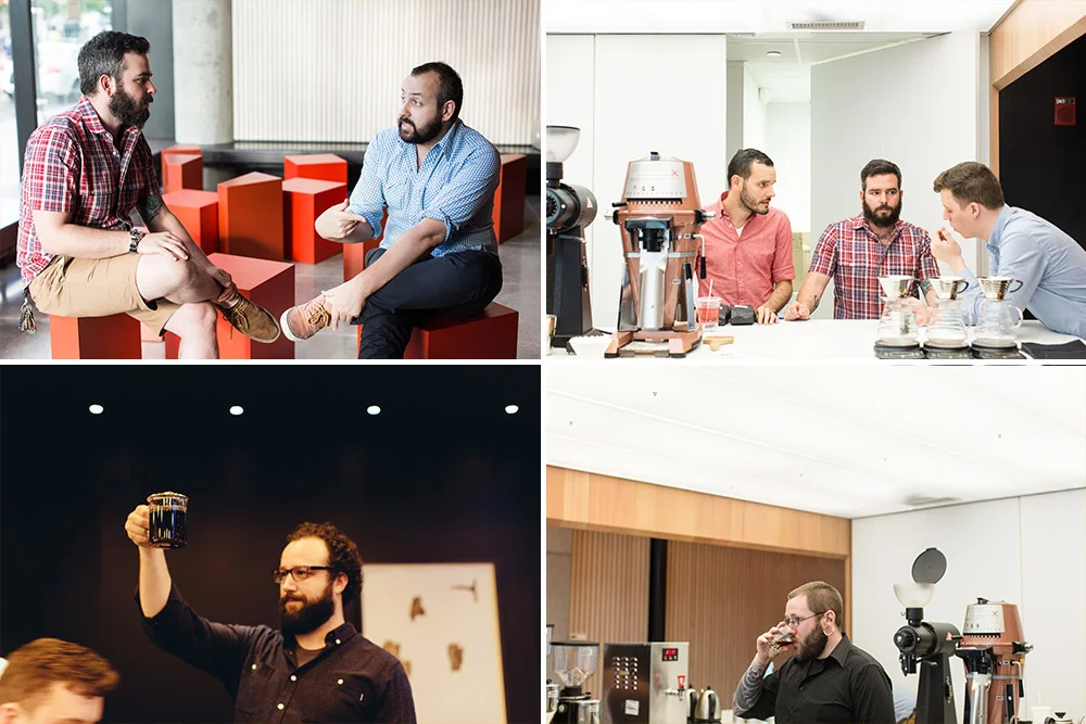 Top left: Ryan Burk of Virtue Cider and Stephen Morrissey, Top right, Ryan Knapp, Ryan Burk and Collin Moody. Bottom Left: GBH founder, Michael Kiser. Bottom right: Ryan Soeder.