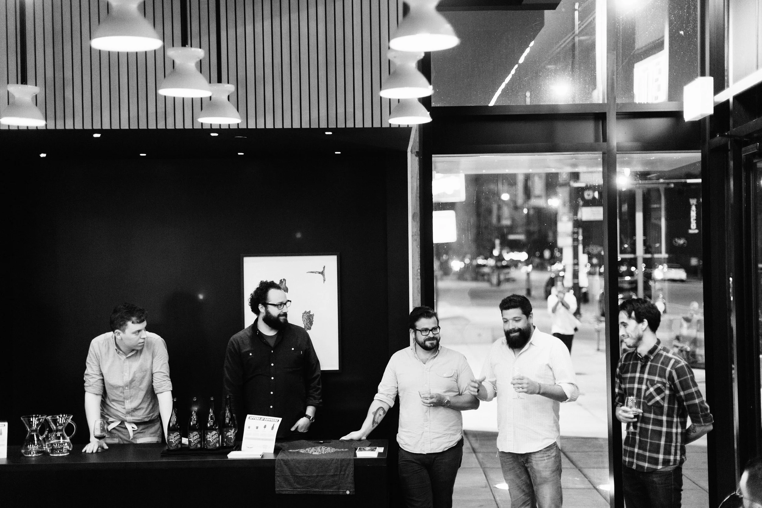 Left to right: Collin Moody, Michael Kiser, Tristan Coulter of Gaslight, Andres Araya of 5 Rabbit, and Miro Lameli of Gaslight