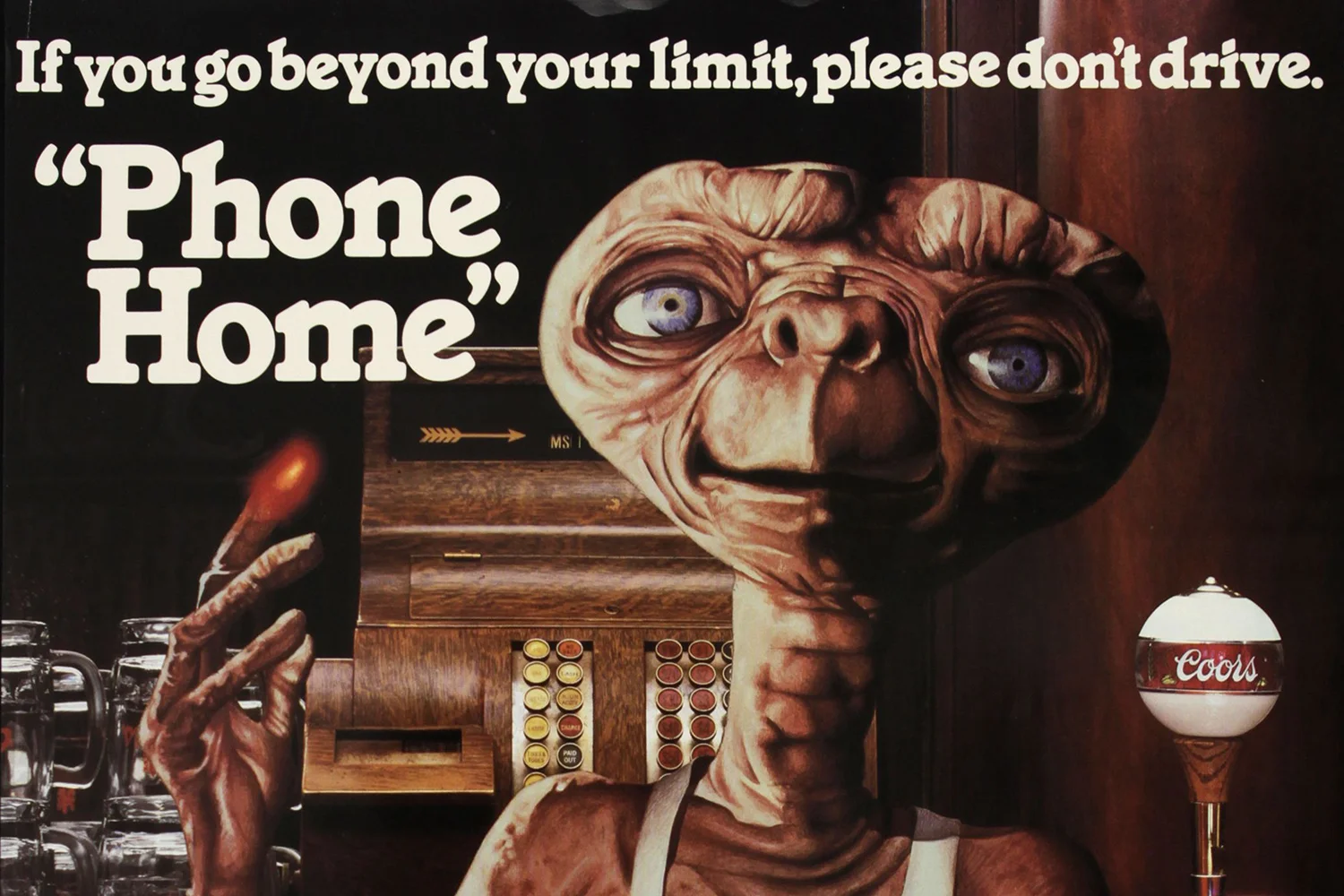 E.T. the Extra-Terrestrial /Coors cross-promotional public service announcement poster
