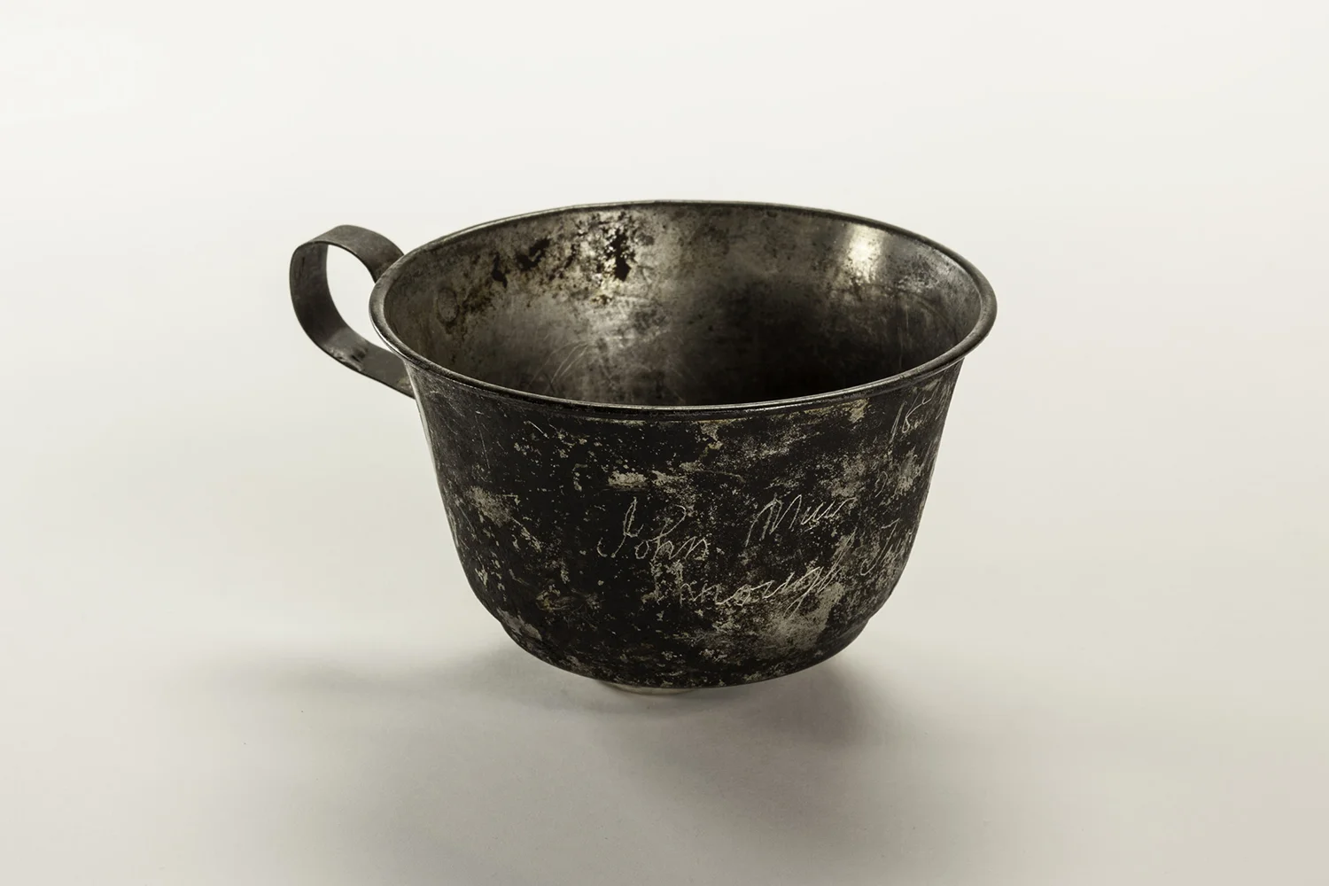 John Muir's tin cup. Photo courtesy the National Park Service.