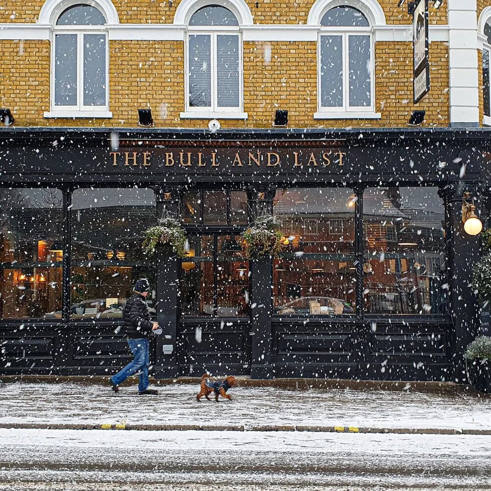 &quot;On the walk back we passed one of our favorite pubs, lit up like a beacon to attract the passing trade with takeaway hot drinks and sandwiches. The Bull &amp; Last closed for renovations in 2019 and, though it hasn&rsquo;t opened fully since, i