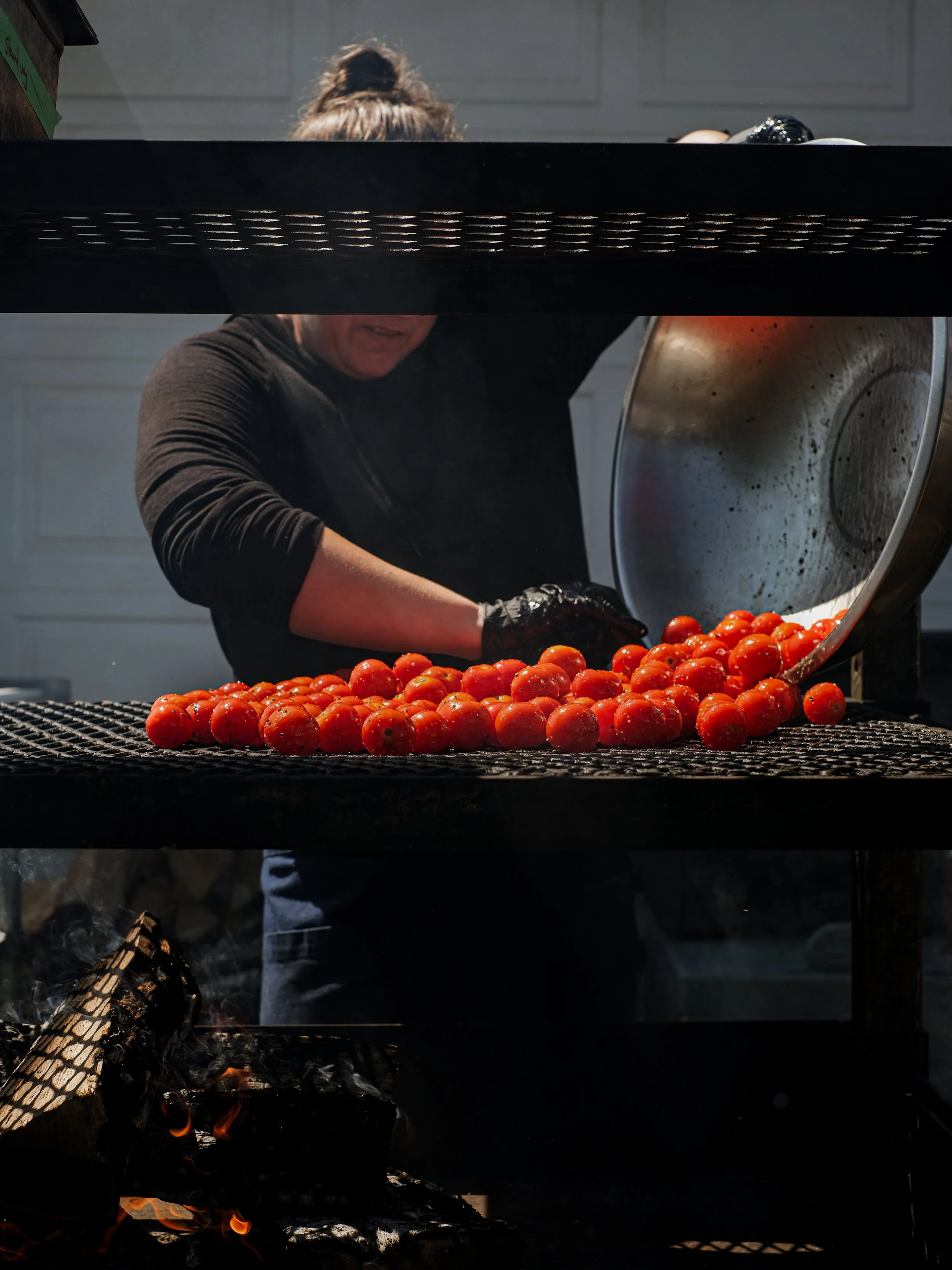 Fresh tomatoes on grill Applecroft Farm