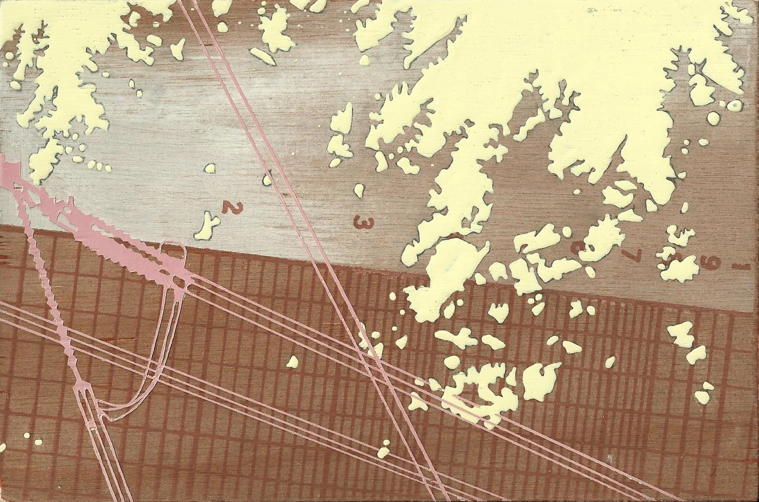 15.7 x 23.7 cm Screenprint, acrylic, graphite, enamel and resin, 2013 ©Emily Moore