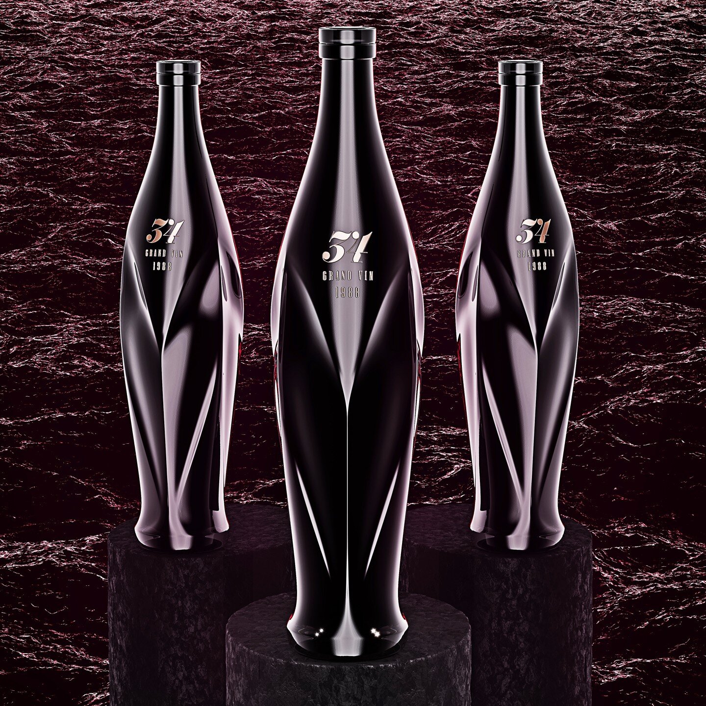Sea of Burgundy.

34 is suitable for premium red wines. The bottle can be black, white or covered with a gradient. The only recommended closure is @vinolok_global