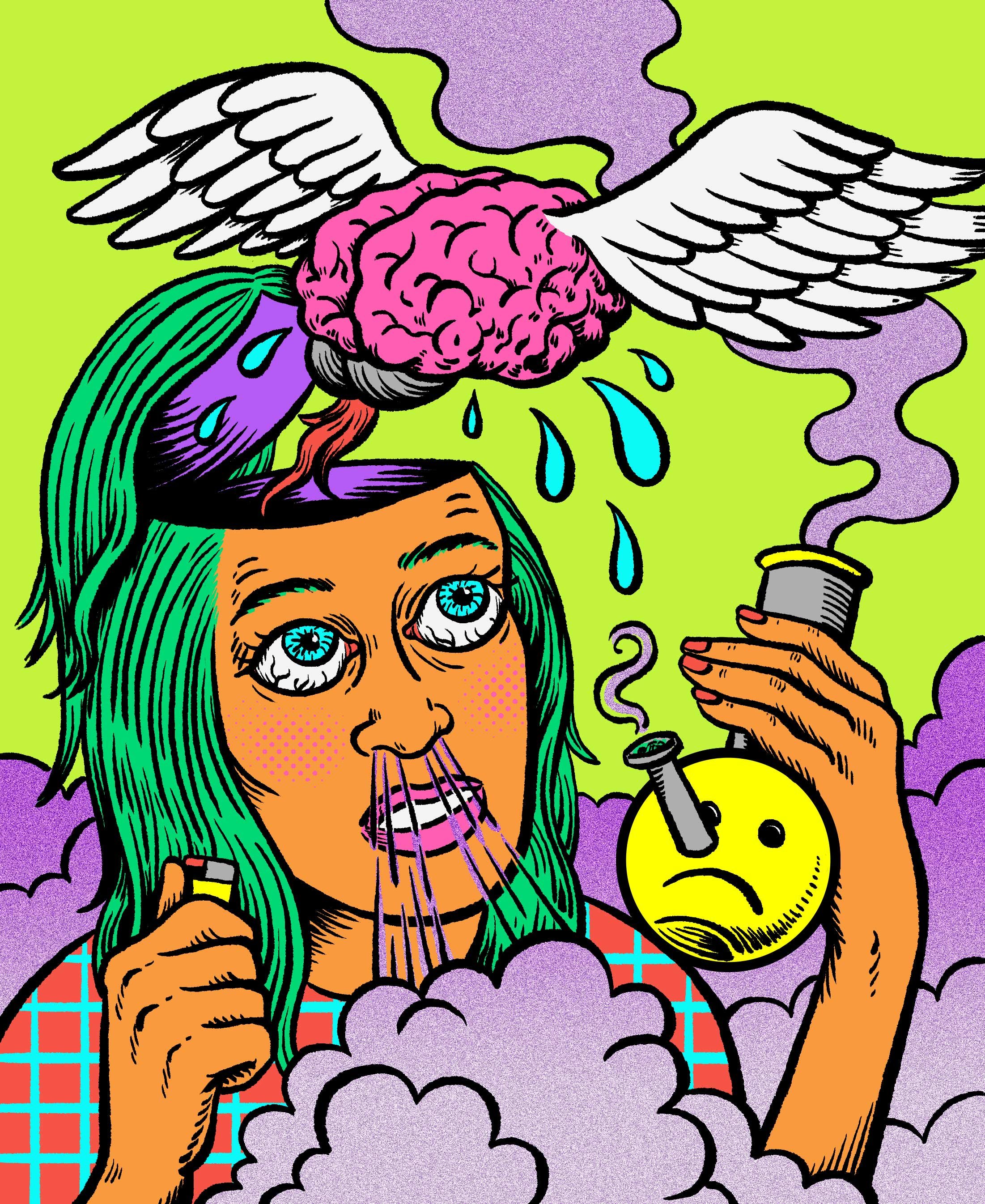  Illustration to accompany an article in The Stranger by Katie Herzog on weed and memory. October 2018. AD Jessica Stein. 
