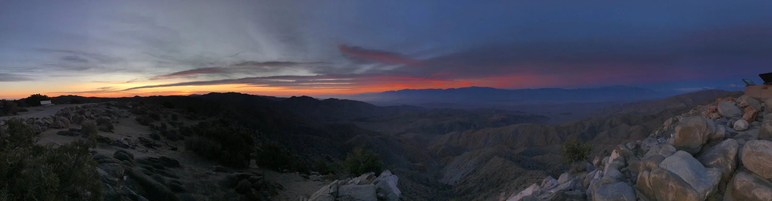 Sunrise from Keys Point : a stunning vista overlooking the Coachella Valley. Snow-covered Mt. San Jacinto visible on the far right.