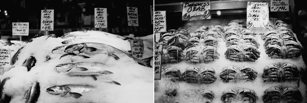 Seattle Pike Place Market | Black and White Film Photography by Azzari Jarrett