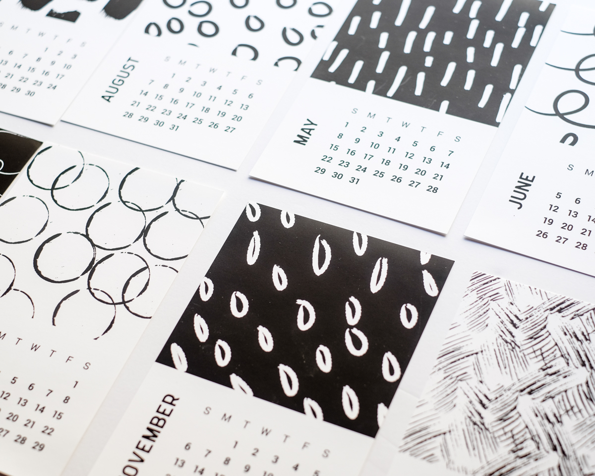 2016 Abstract Black and White Printable Calendar | Azzari Jarrett