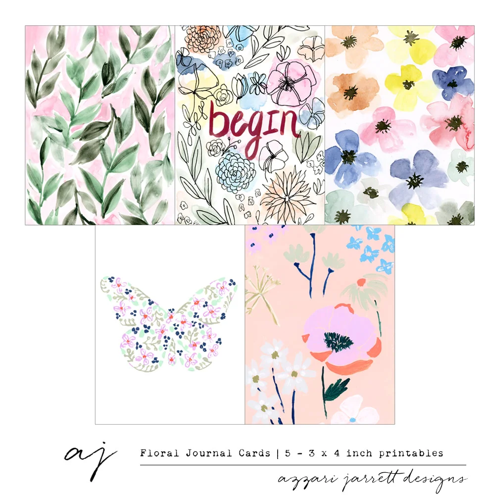 Azzari Jarrett | Floral Printable Journal Cards