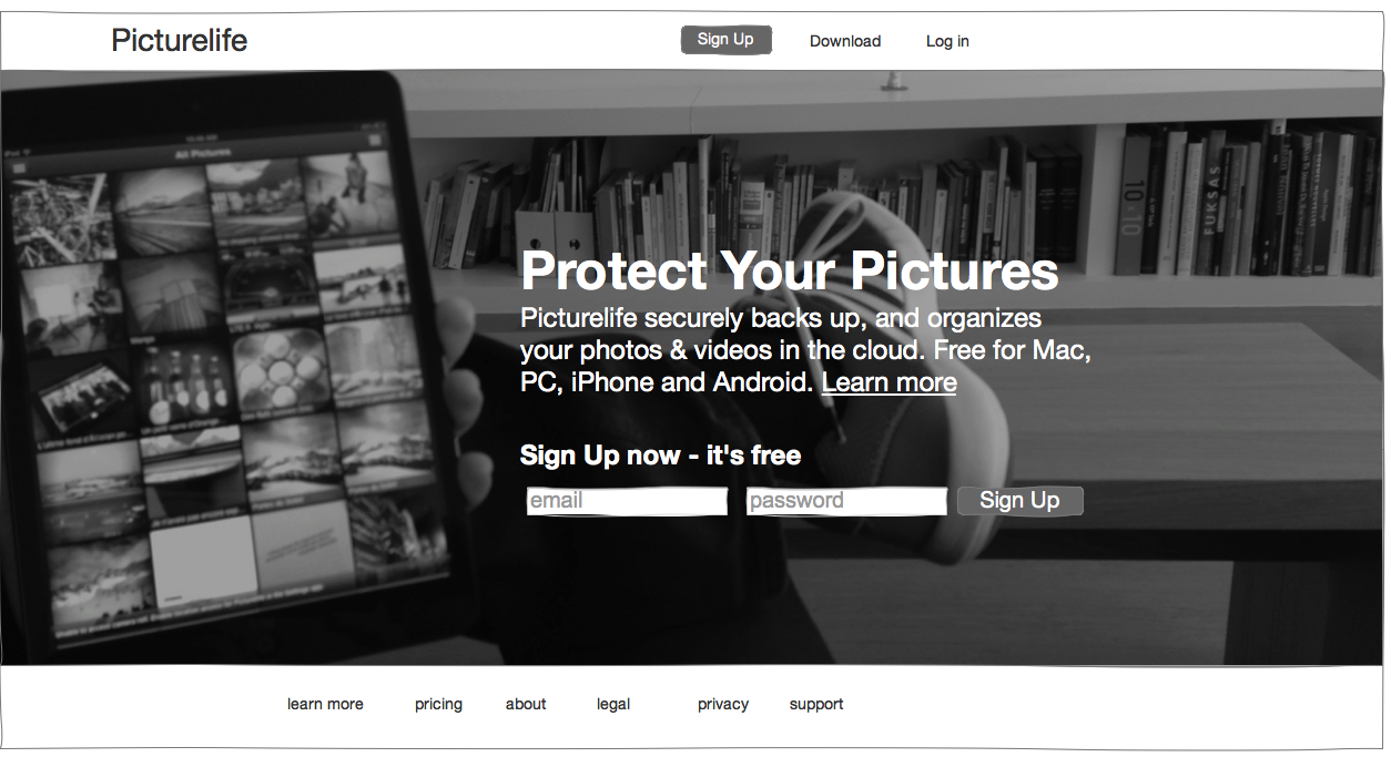 Picturelife.com homepage - 3 ideas to improve the user experience