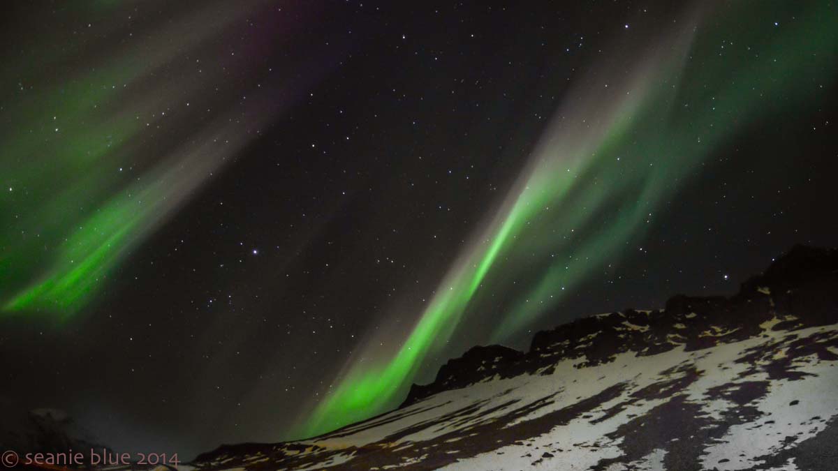 Note the white streaks of light, rare, the holy grail of aurora watching.
