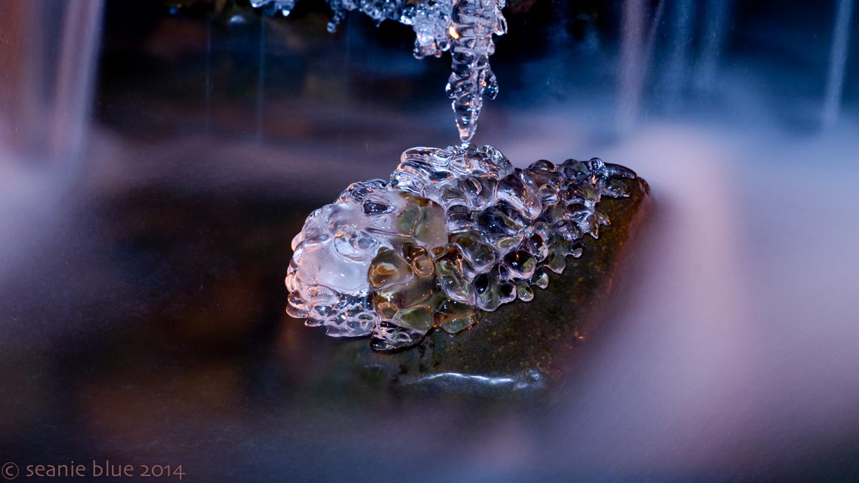 . . . and an unexplainable photo. Ice as jewelry, lit with three flashlights. Shot for 8 seconds.