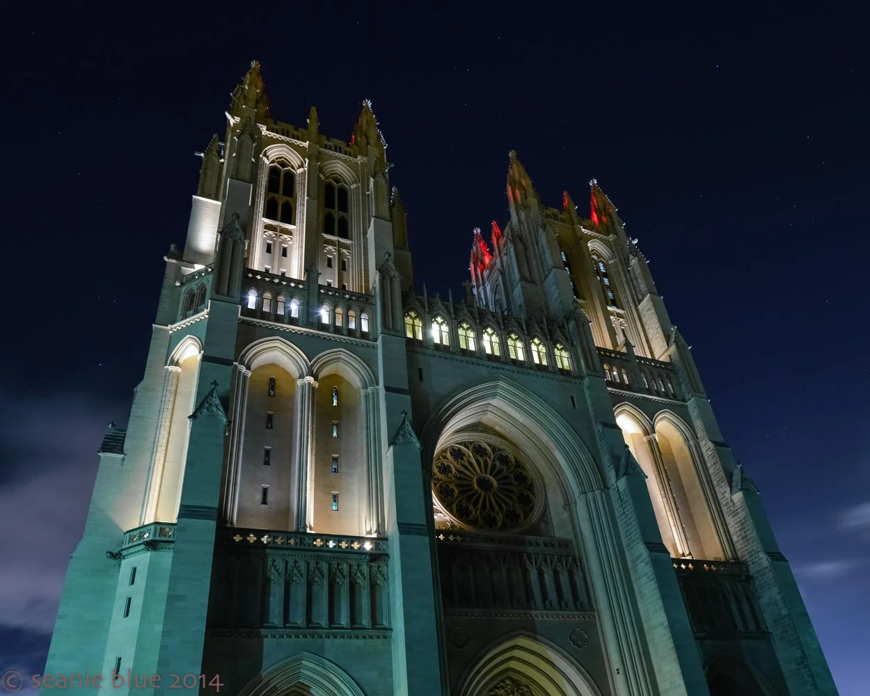 The National Cathedral, with stars twinkling.
