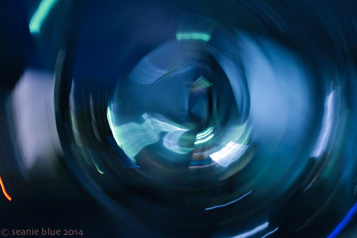 Shot with a slower shutter speed, while twisting.