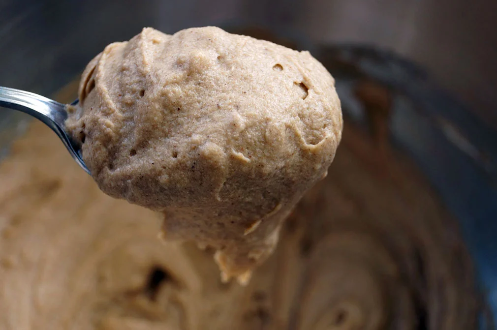 Paleo plantain flour pancake batter. It's very thick! But don't worry, that's normal. 