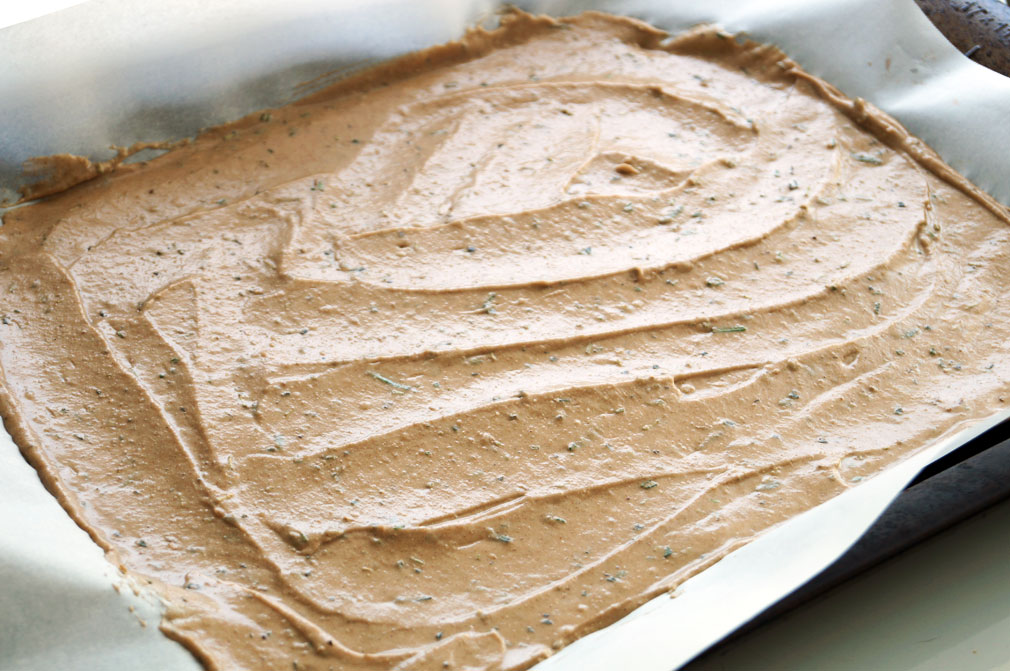 Rosemary garlic plantain flour crackers ready to go in the oven!