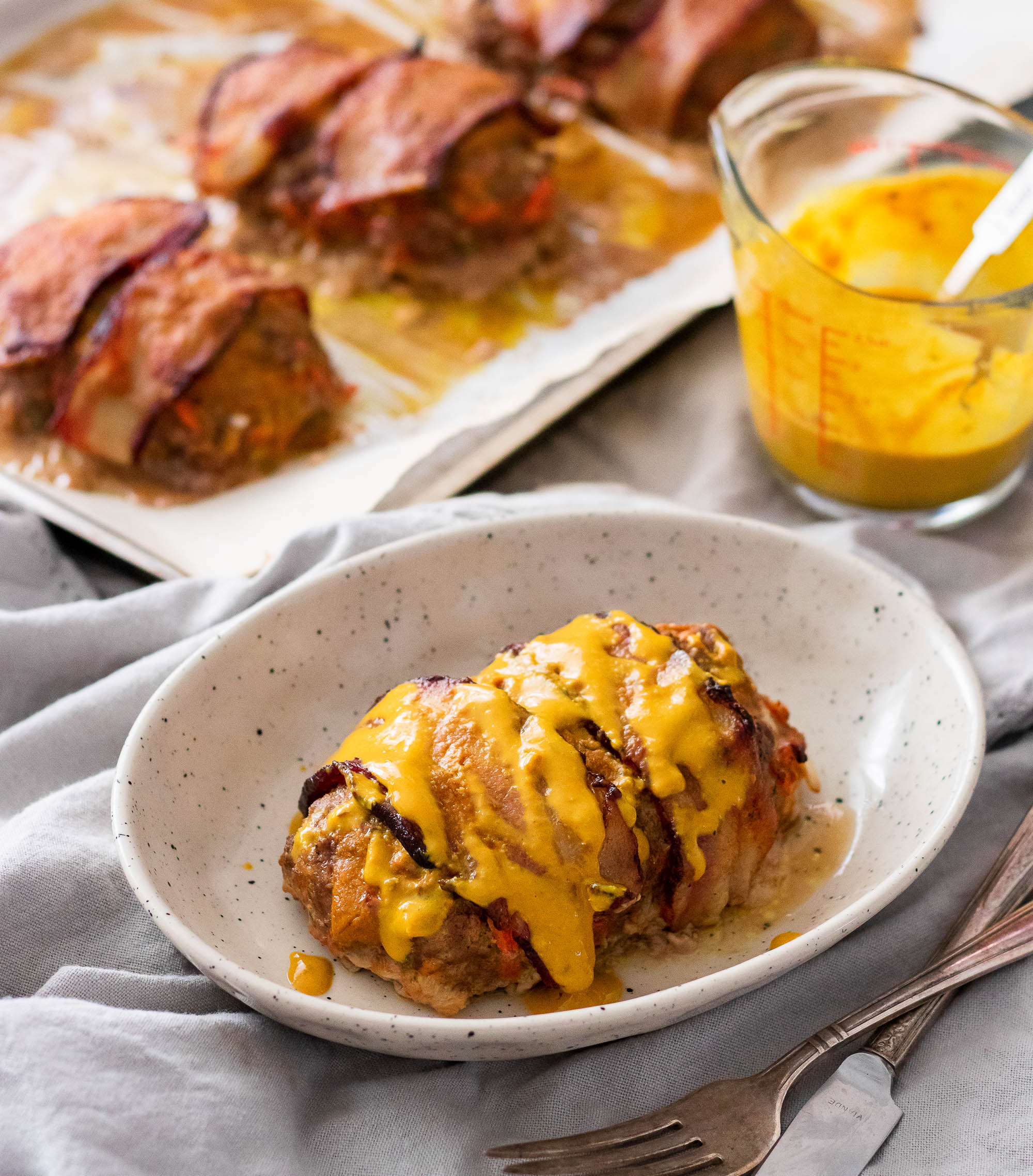 Bacon Wrapped Mini Meatloaves with Carolina BBQ Mustard Sauce--1.jpg