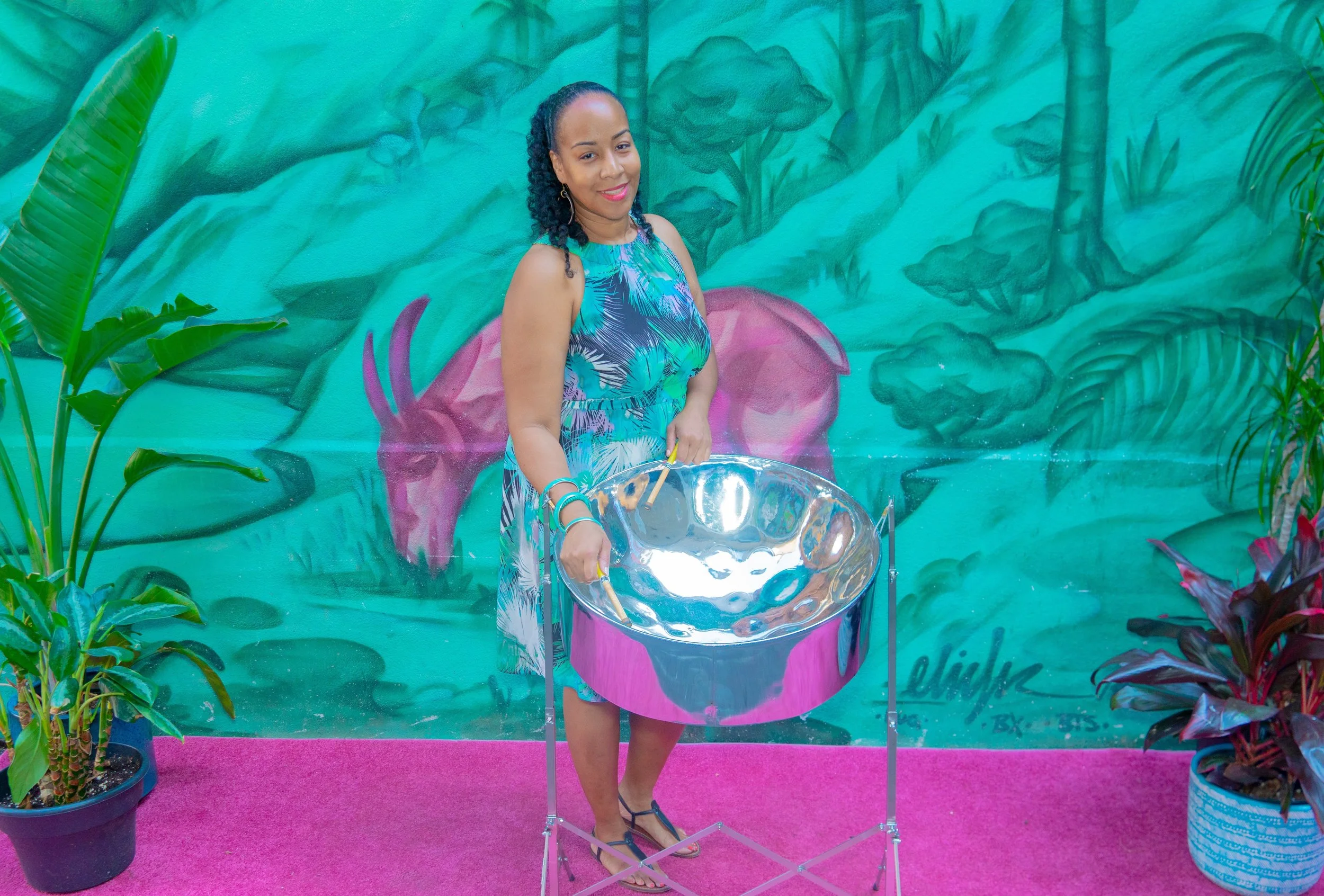 Suzette Vidale and her steelpan at Bacchanal Brunch at Chubby's Jamaican Kitchen