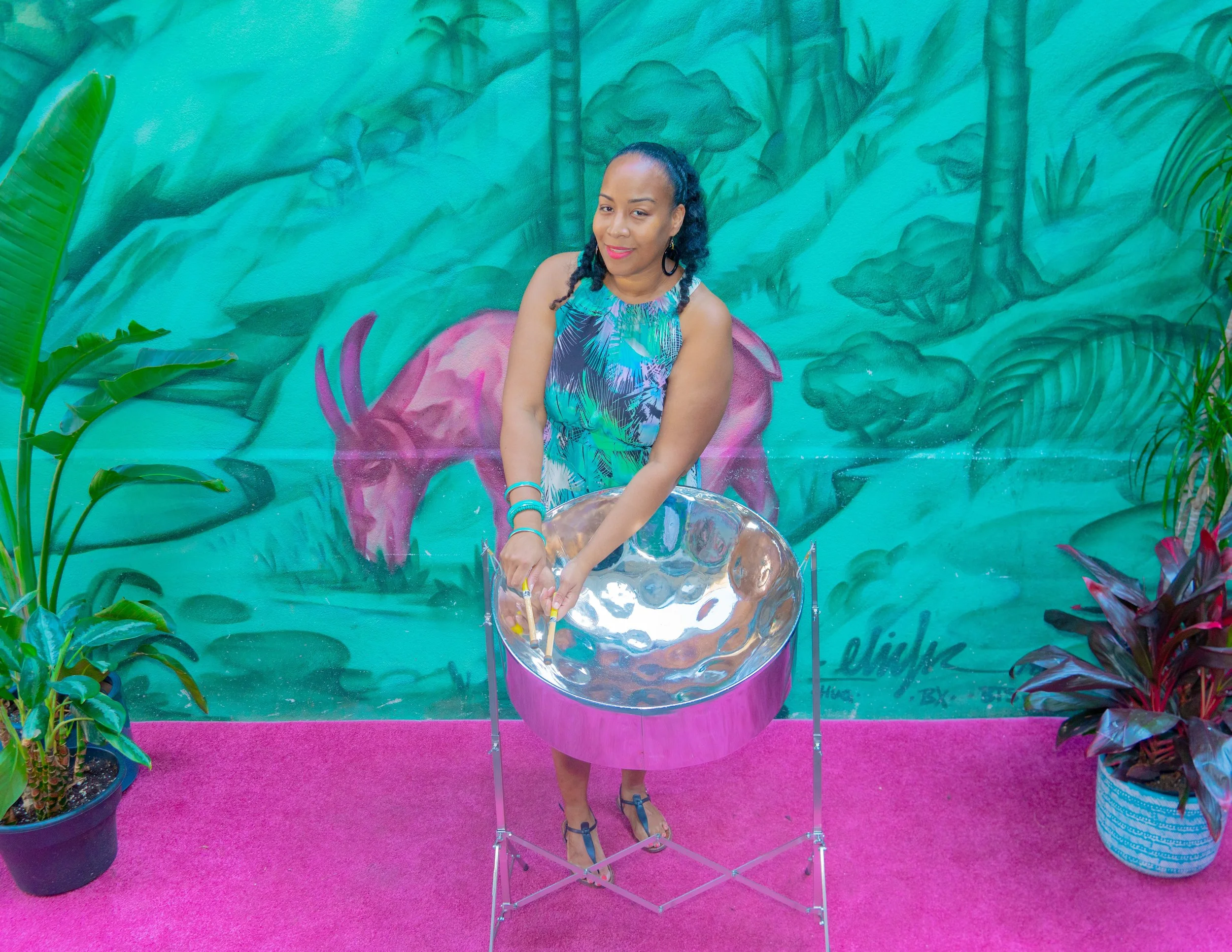 Suzette Vidale and her steelpan at Bacchanal Brunch at Chubby's Jamaican Kitchen